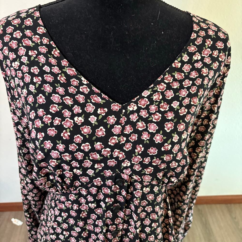 Mason & Belle Floral Long Sleeve Button Front Dress Women’s XXL Black Pink NWT - Picture 3 of 10